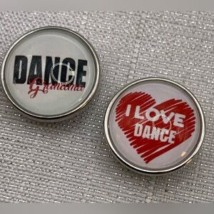 Dance Grandma Snap Button Charms - Set of 2 - 18mm/20mm